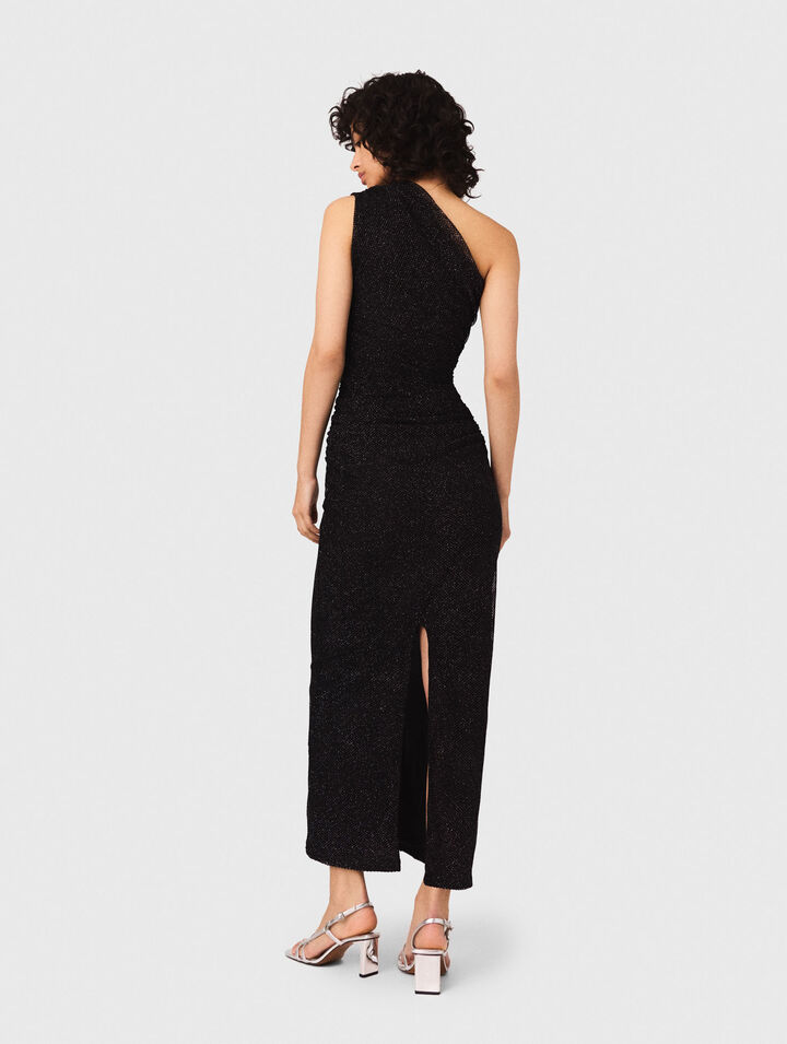 Asymmetrisches Strickkleid mit Strass