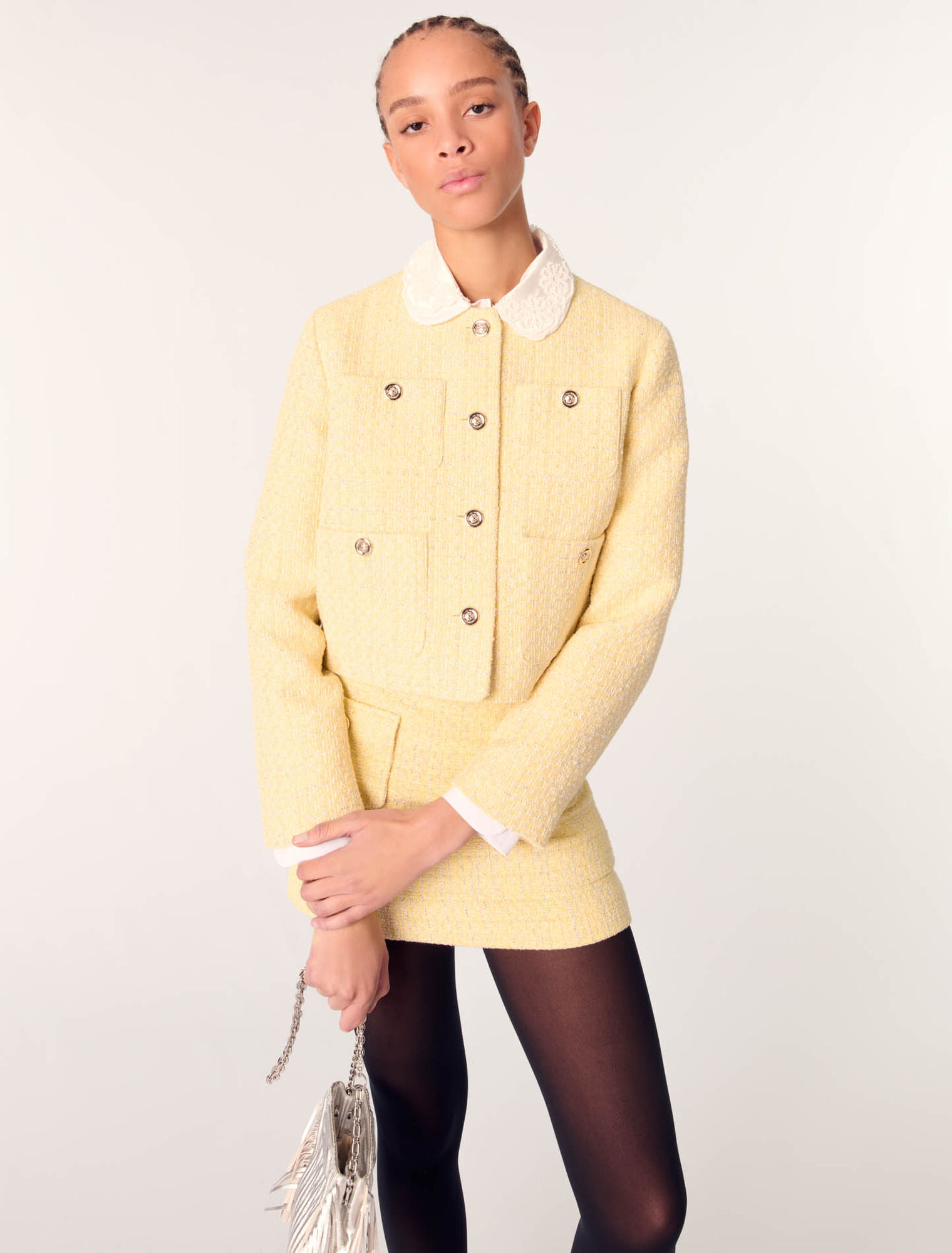 Kurze Tweed-Jacke mit Lurex