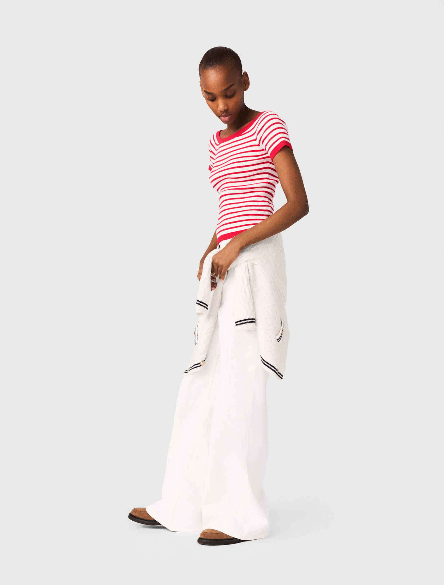 Gestreiftes U-Boot-Top aus Strick