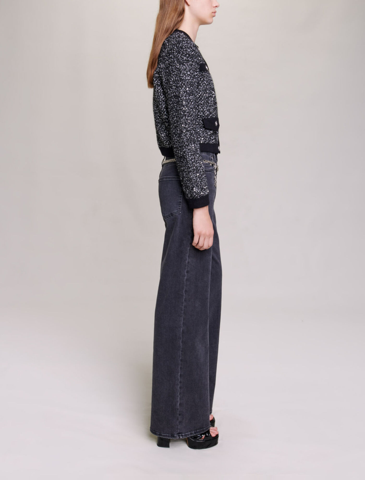 Kurzer Cardigan in Tweed-Optik