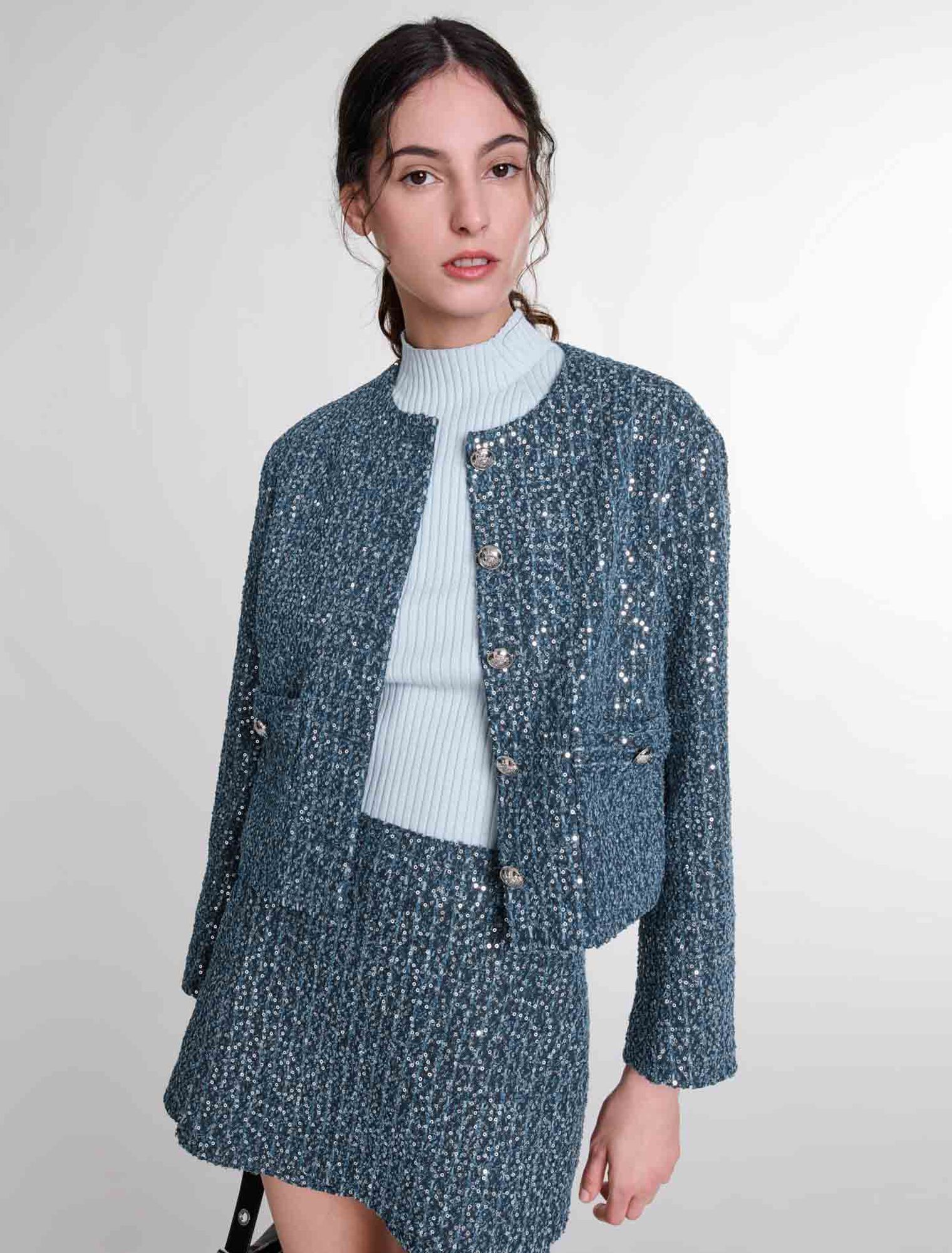 Tweed-Jacke mit Pailletten