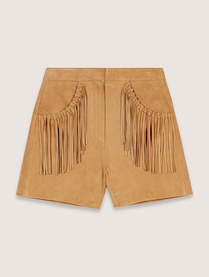 Shorts mit Fransen aus Nubuk
