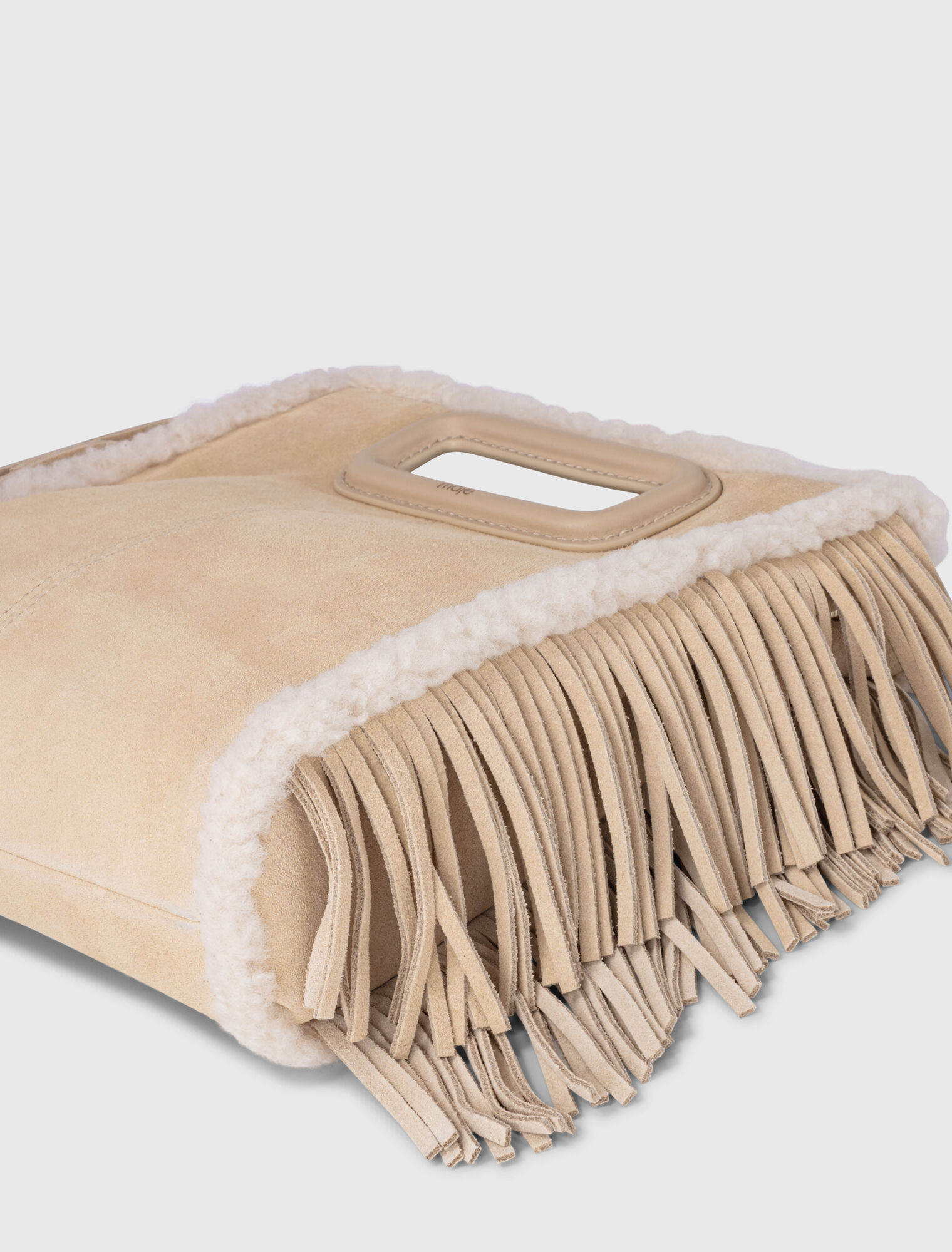M-Tasche aus Velours und Felloptik