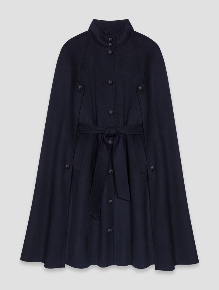 Langer Doubleface-Mantel mit Cape