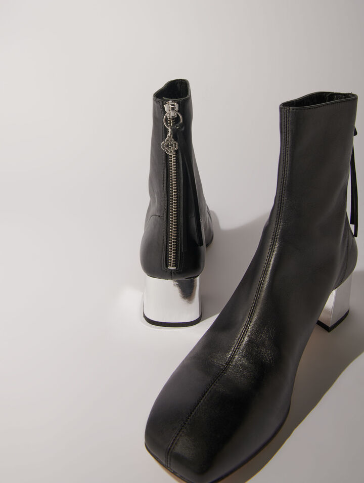 Lederstiefeletten mit eckiger Kappe