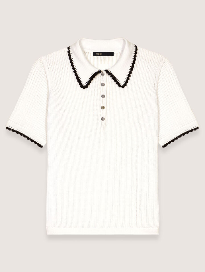 Poloshirt aus Pointelle-Strick