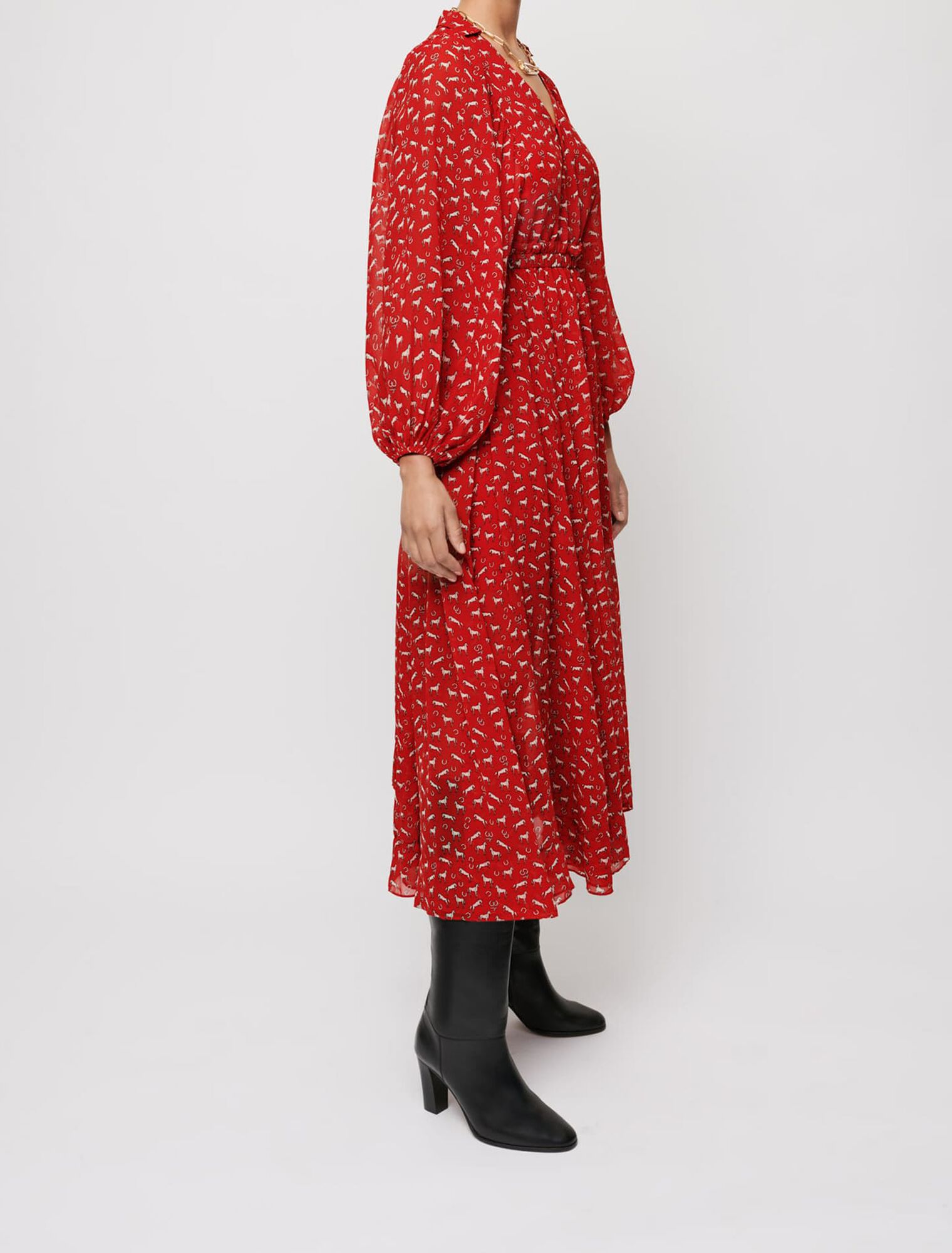 Kleid aus bedrucktem Chiffon Pferde