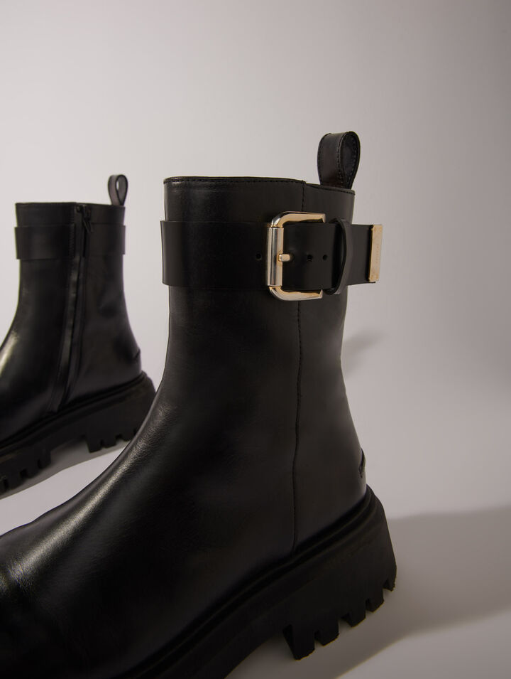 Lederstiefeletten mit Schnalle