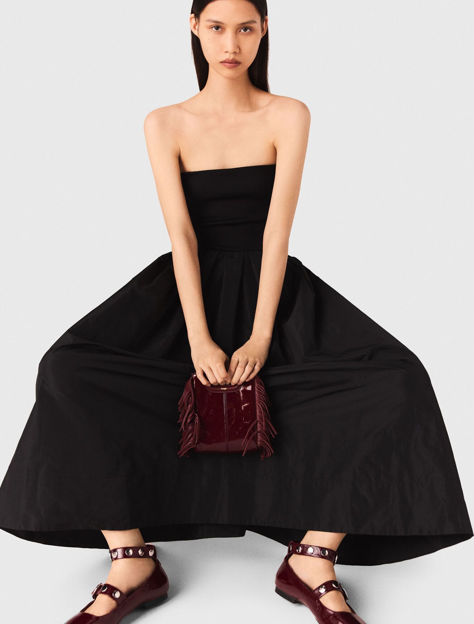 Bustierkleid aus Strick und Taft
