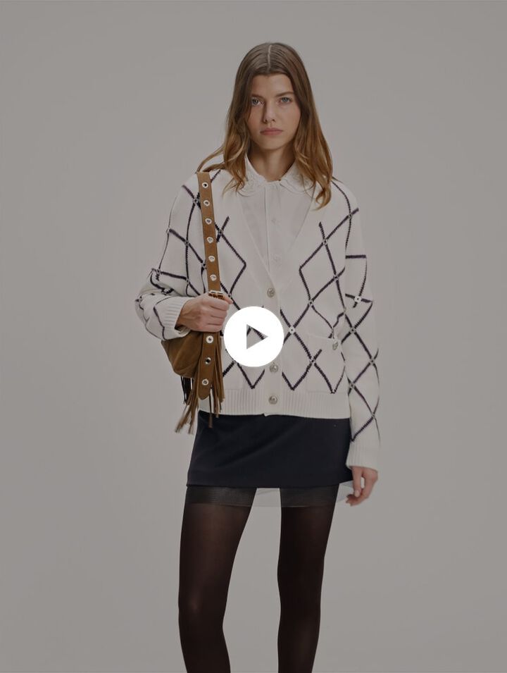 Strick-Cardigan mit Rautenmuster