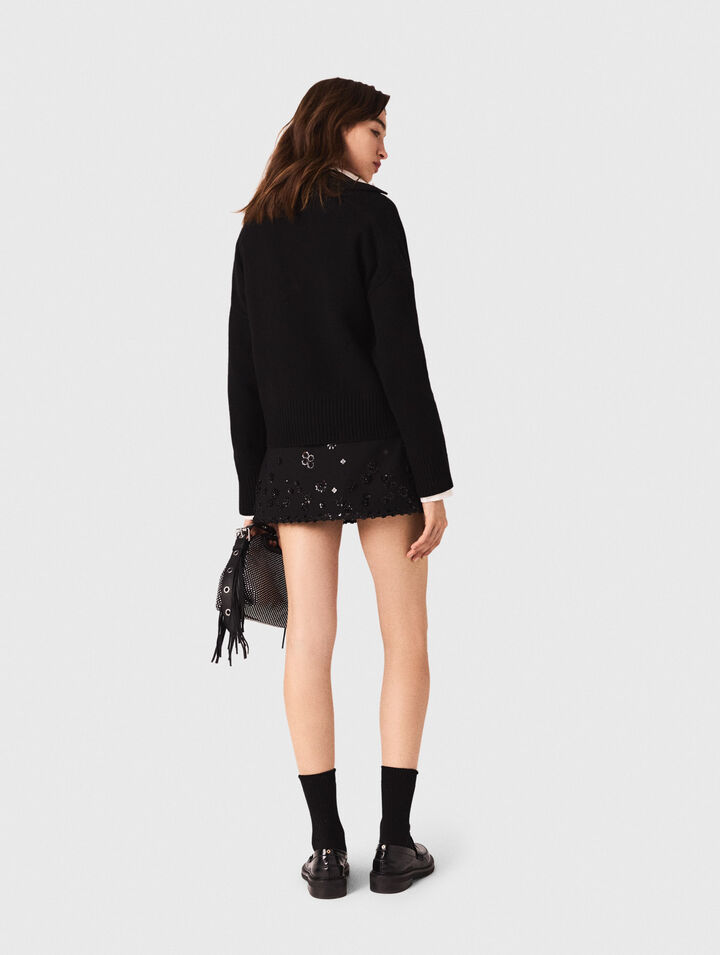 Cardigan mit offenem Polokragen