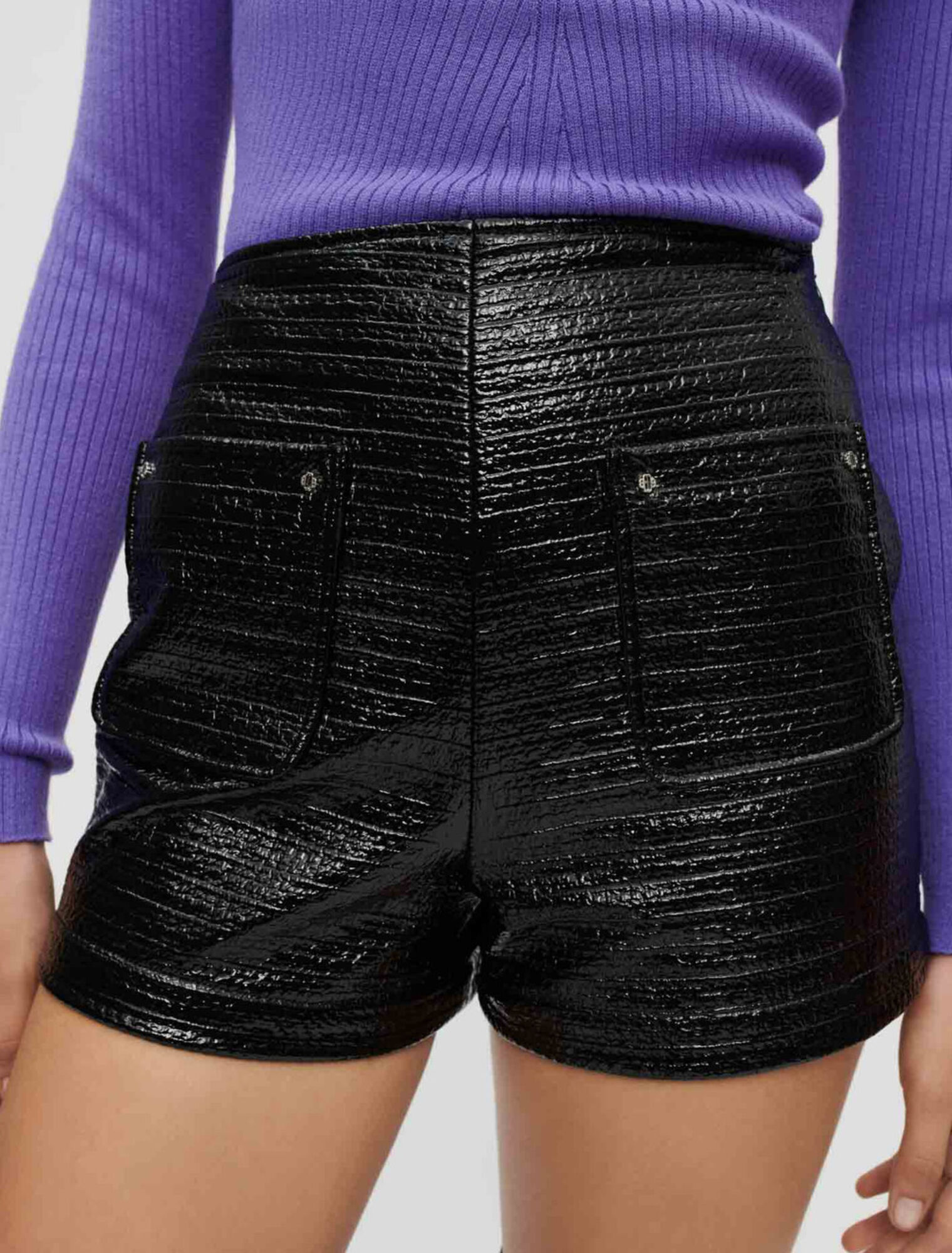 Shorts aus geprägtem Tweed und schwarzem