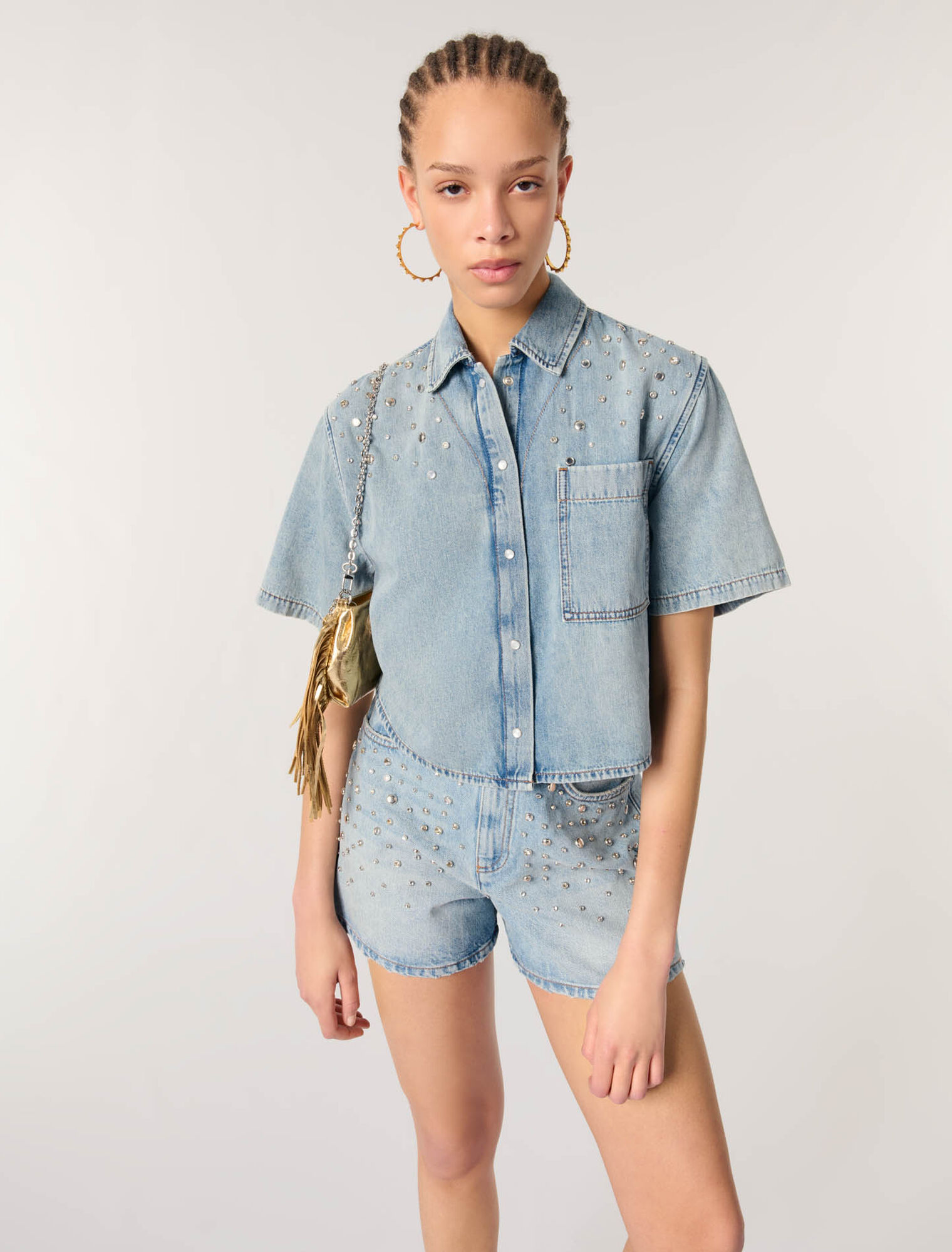 Denimhemd mit Nieten