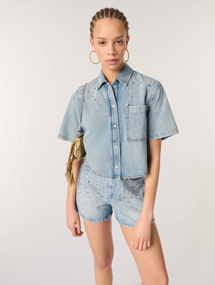 Denimhemd mit Nieten