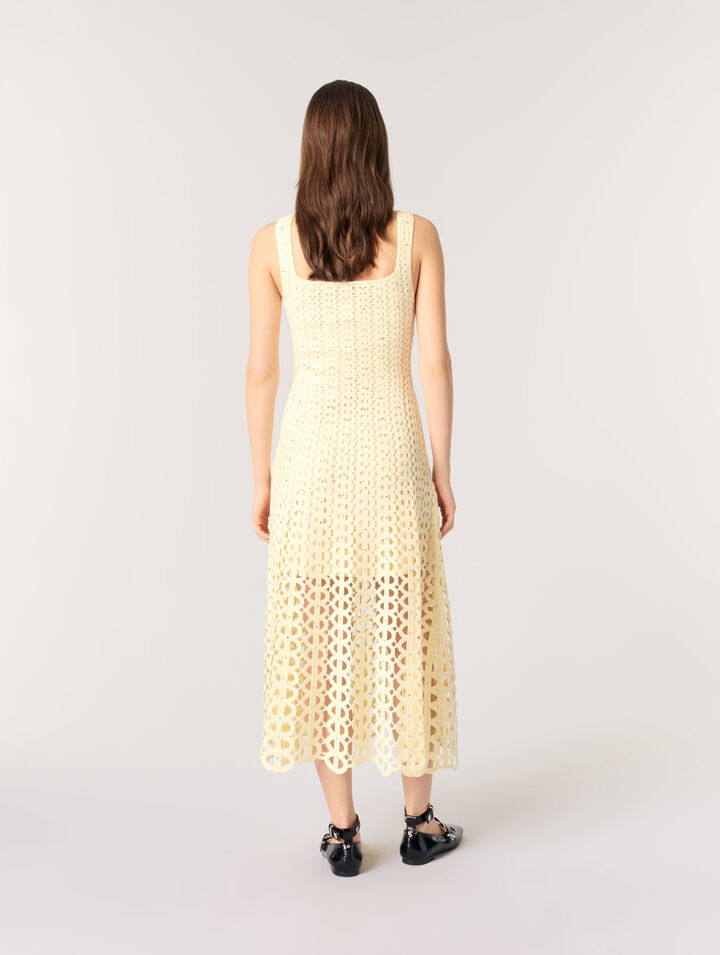 Midi-Häkelkleid mit Strass