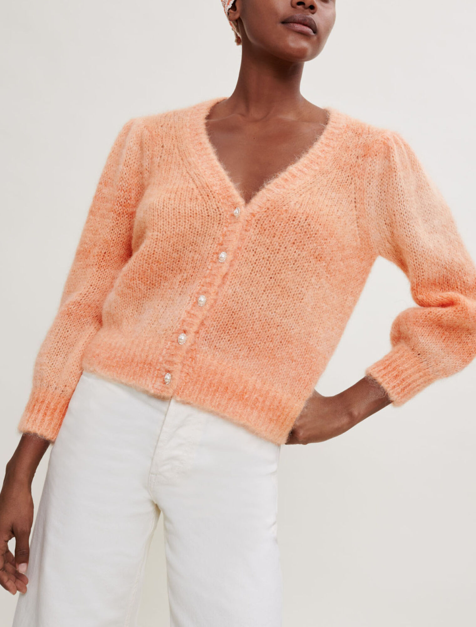Strickjacke aus bedrucktem Mohair