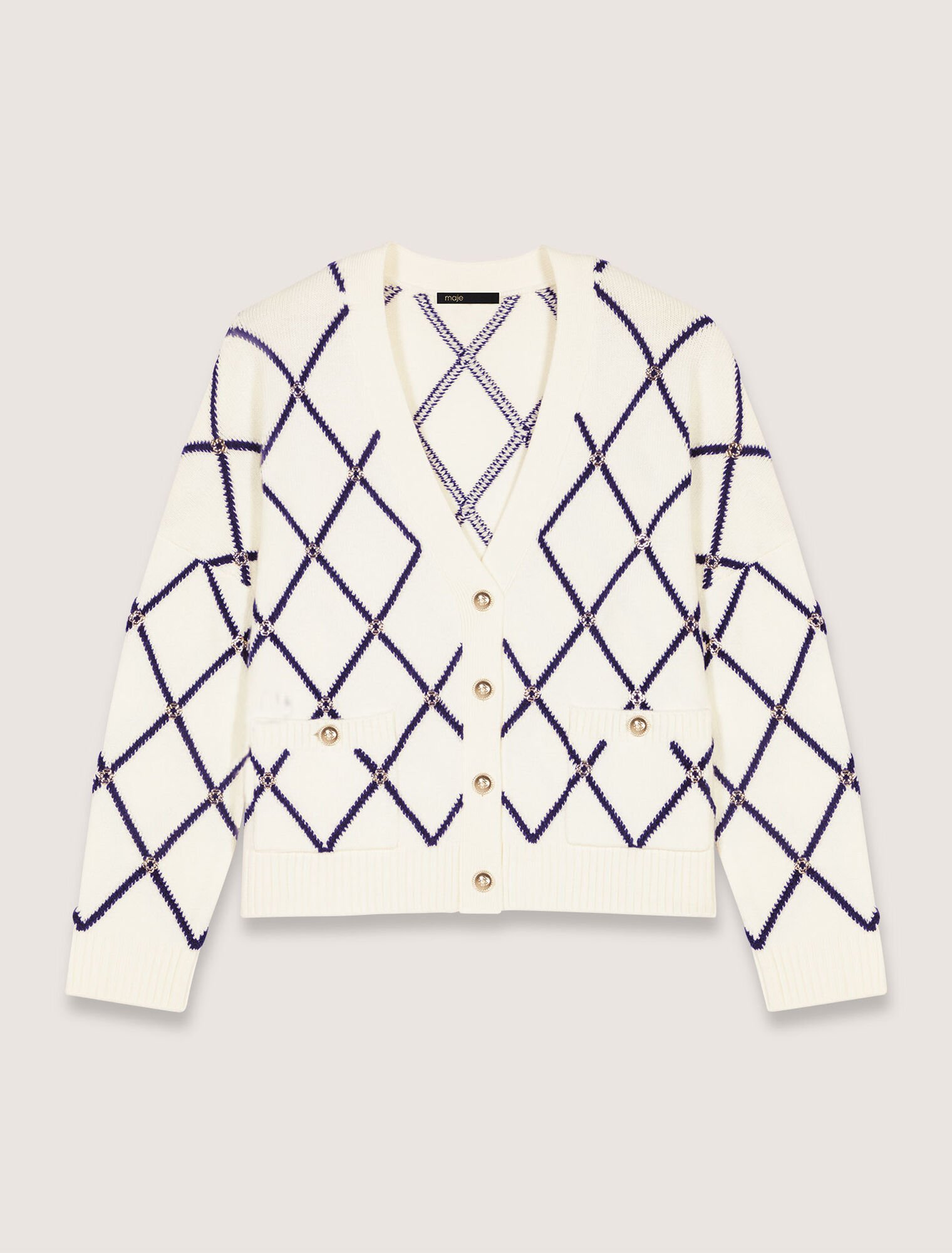 Strick-Cardigan mit Rautenmuster
