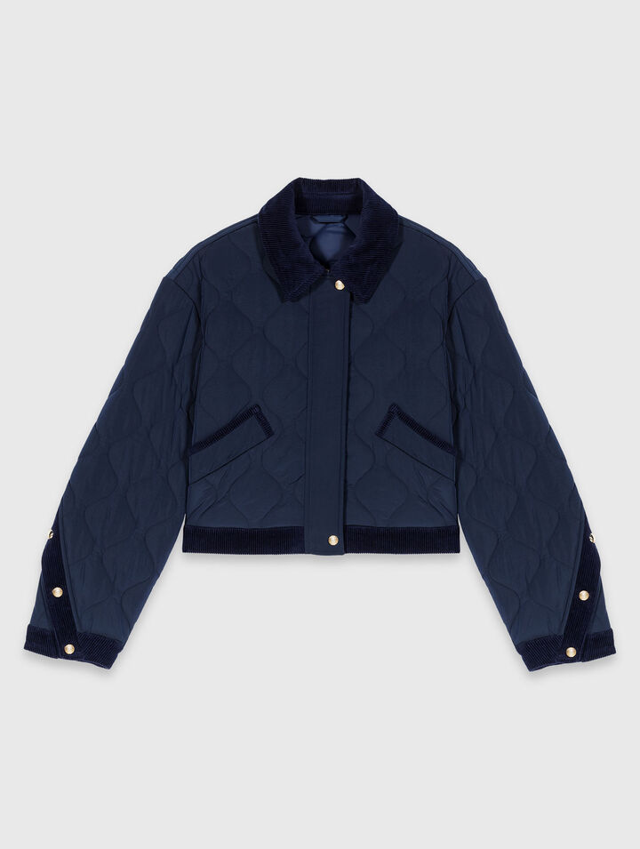 Steppjacke mit Velours-Details