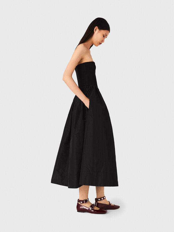 Bustierkleid aus Strick und Taft