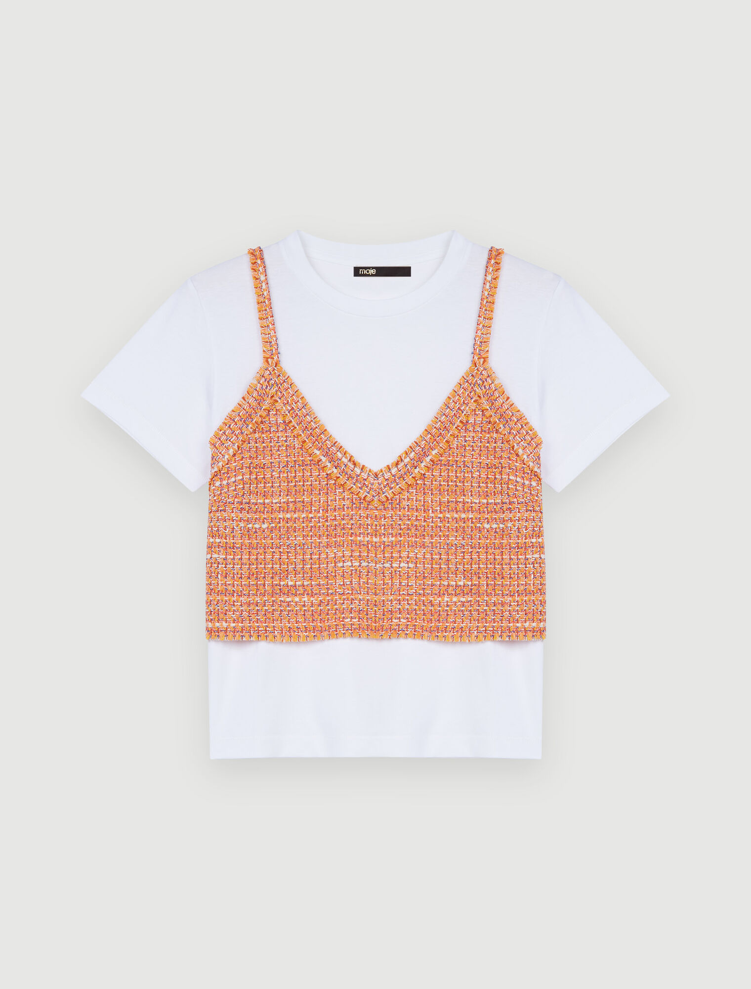 T-Shirt aus Jersey und Tweed