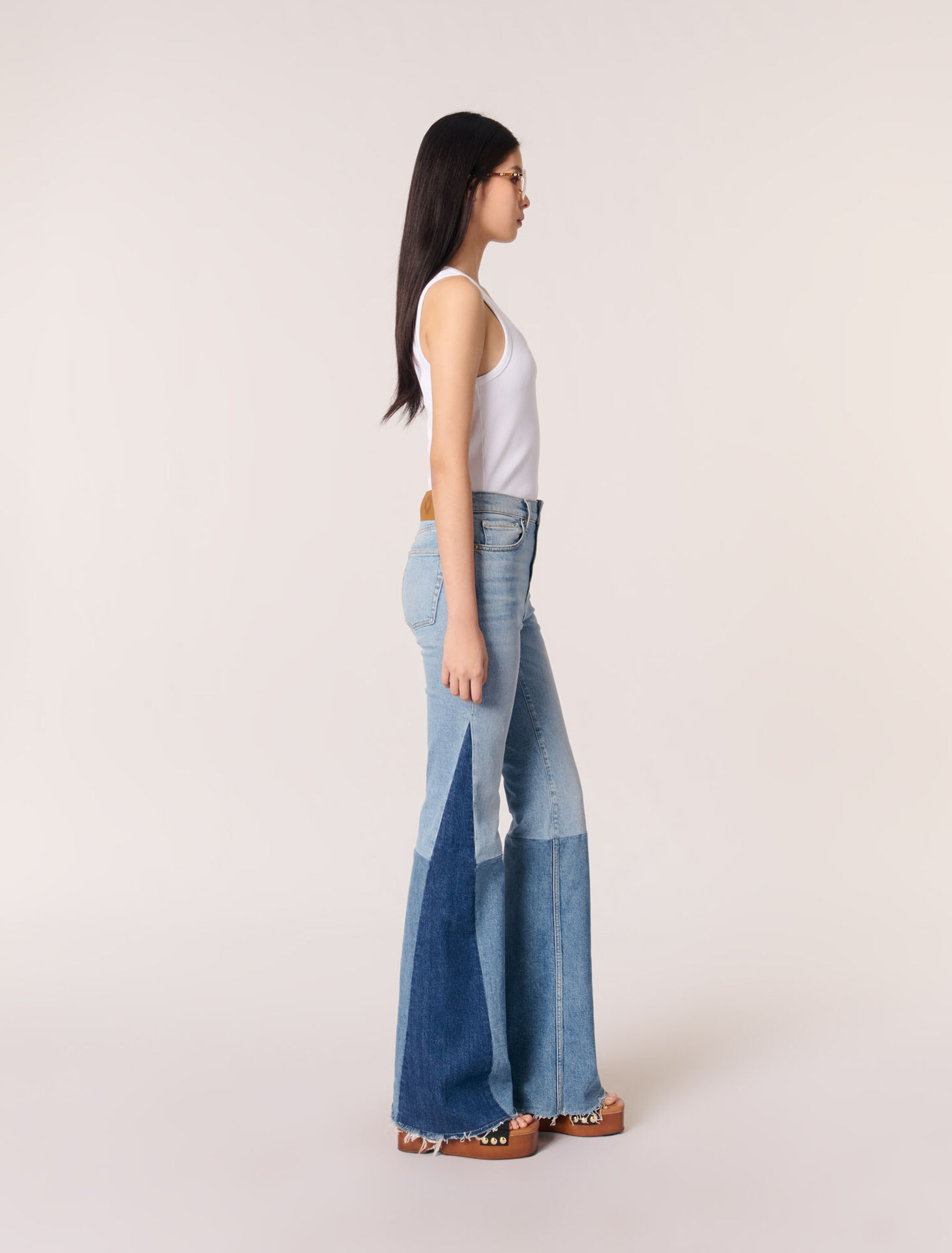 Dreifarbige Patchwork-Jeans