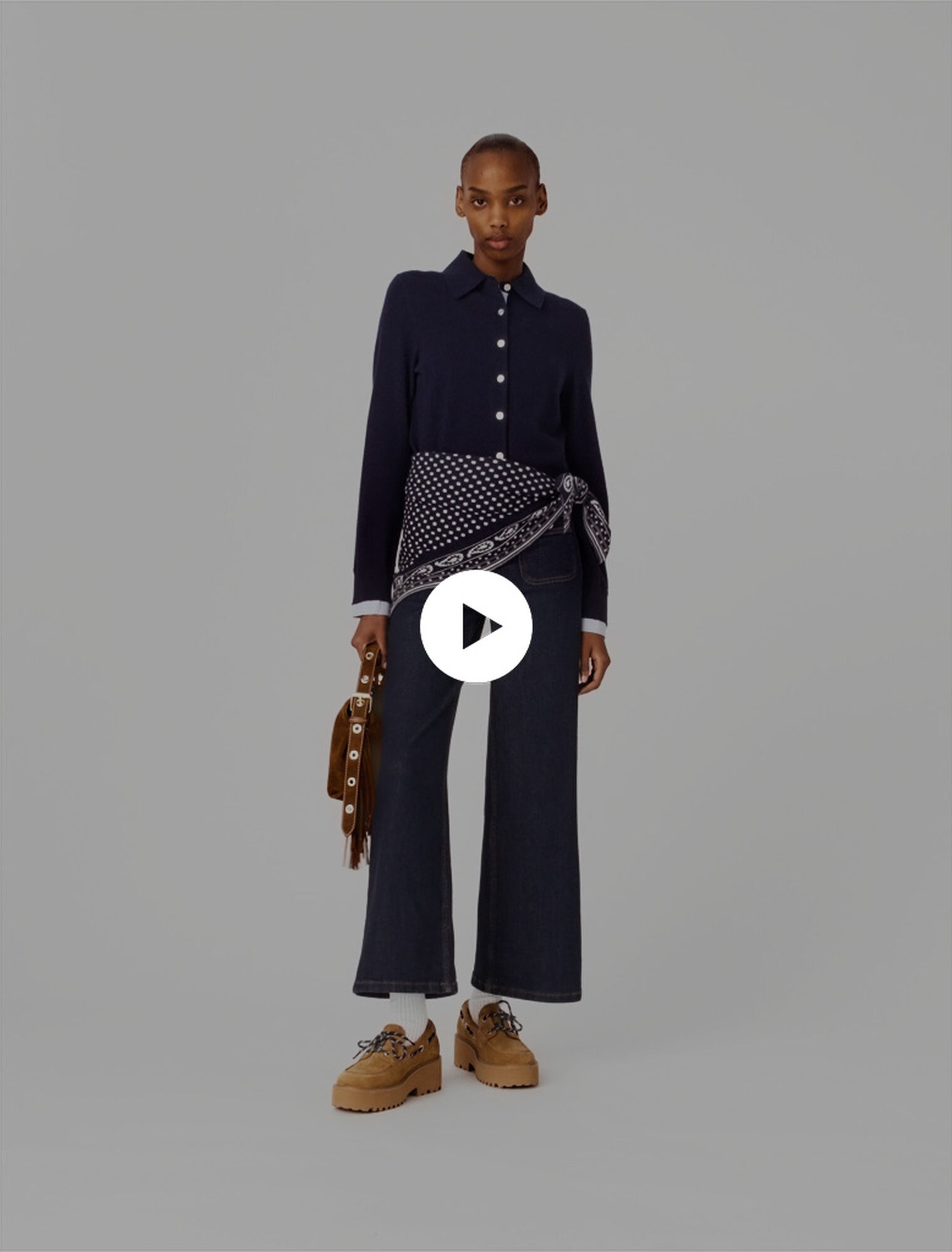 Polo-Cardigan mit Abnehm-Teilen