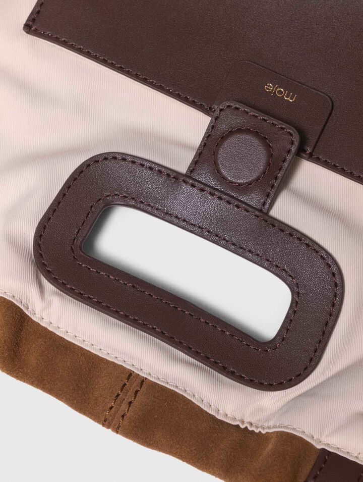 M Tote-Bag aus Leder-Velours-Mix