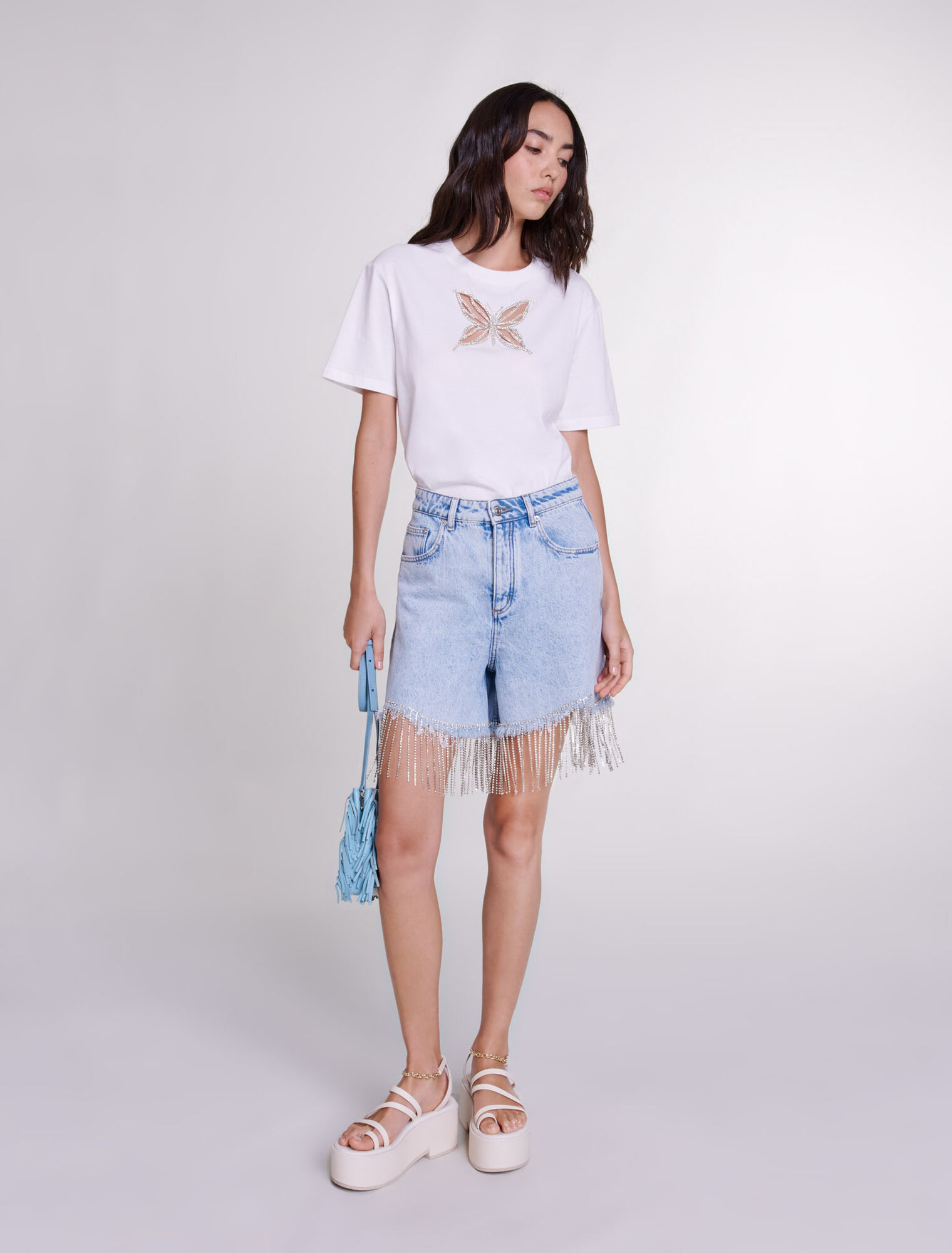 Denimshorts mit Strass