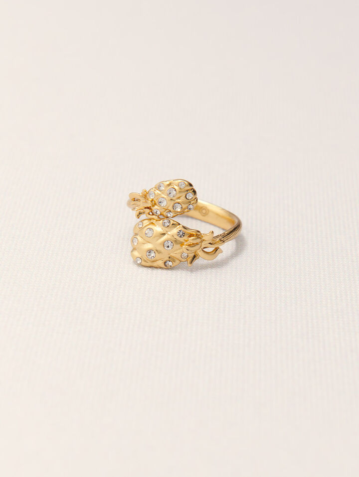 Doppelter Ring Ananas mit Strass