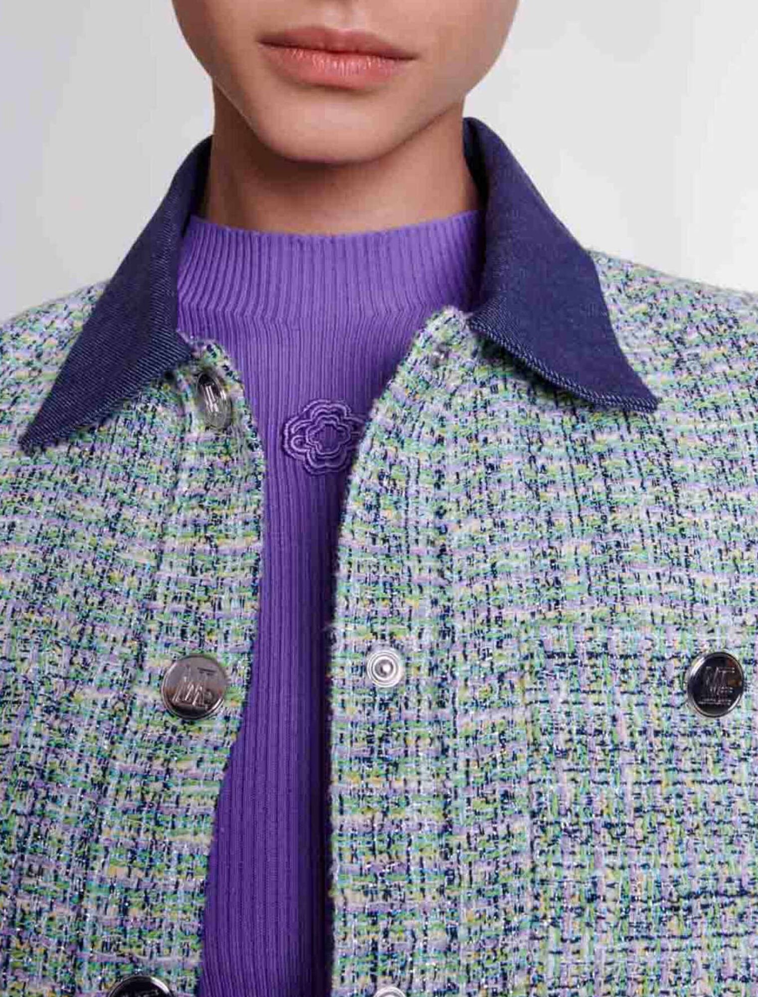 Kurze, kontrastreiche Tweed-Jacke