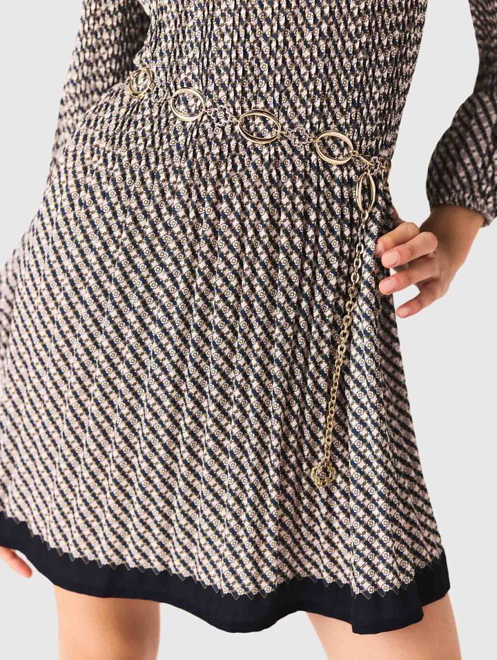 Plissiertes Kleid mit Print
