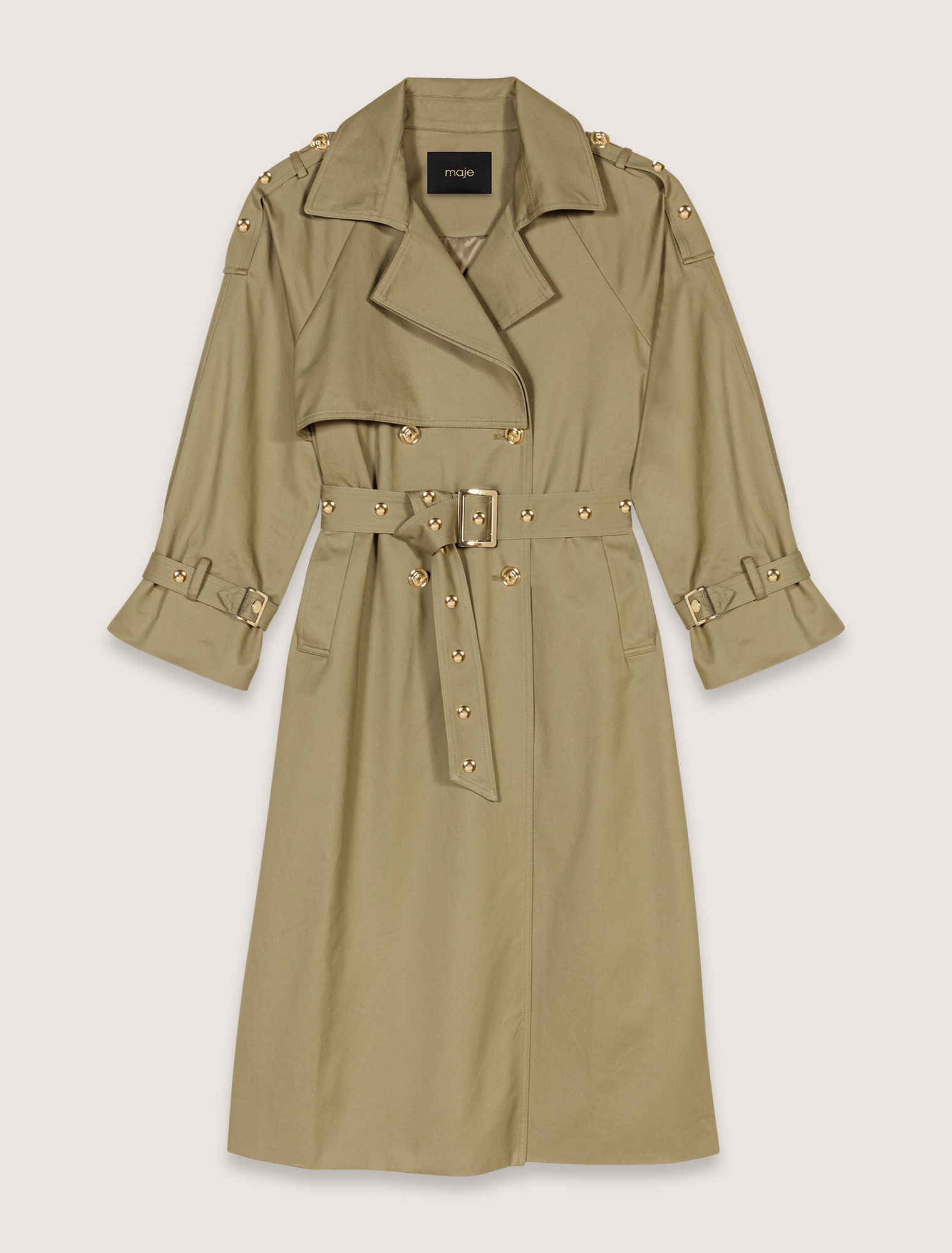 Trenchcoat mit Nieten und Kragen