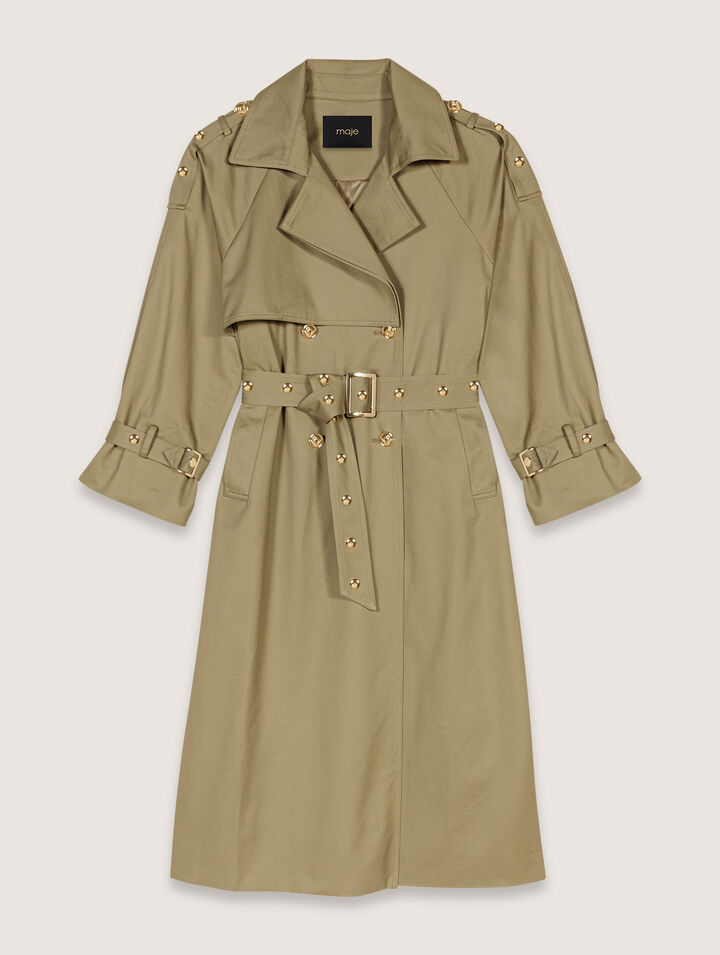 Trenchcoat mit Nieten und Kragen