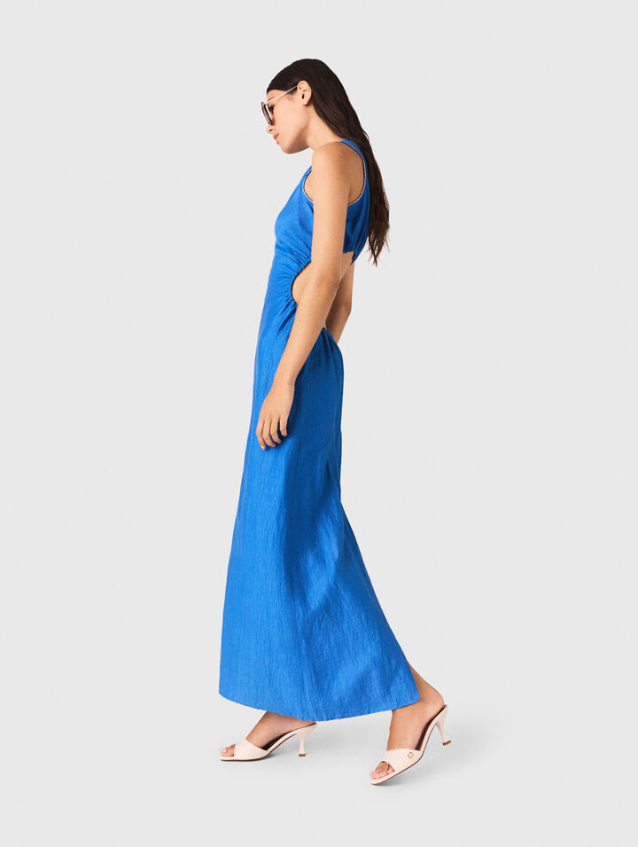 R&uuml;ckenfreies Leinenmix-Midikleid