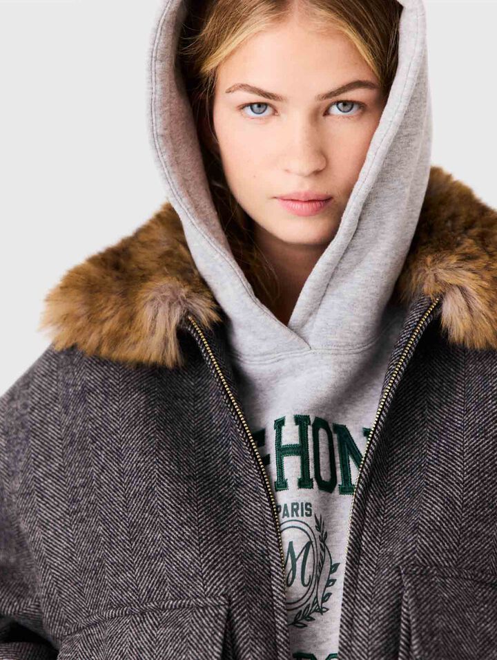Oversize-Blouson in Chevron-Optik