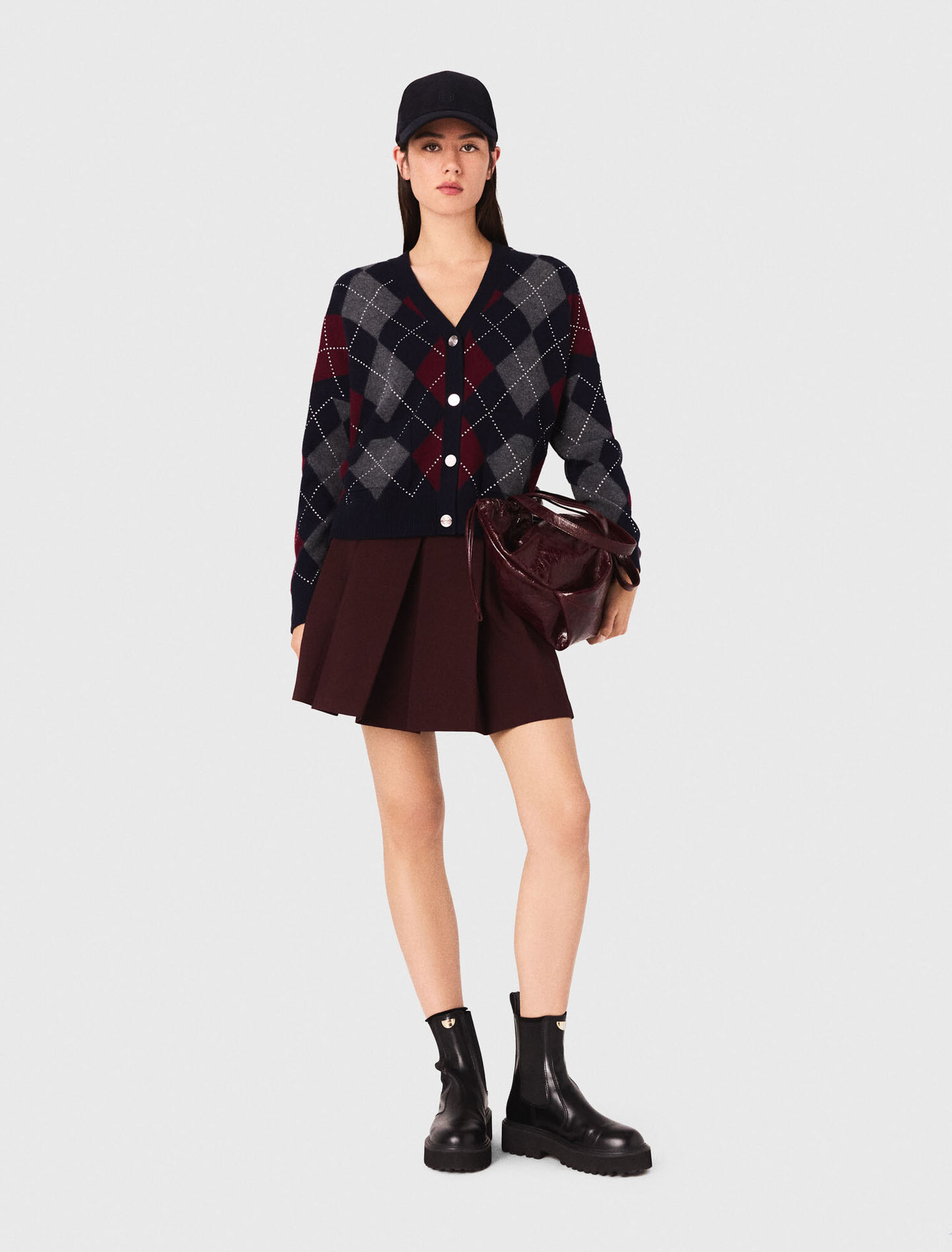 Kurzer Cardigan mit Argyle-Muster