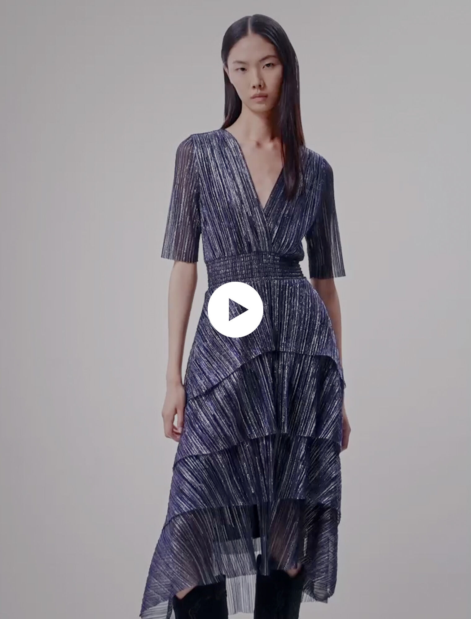 Lamé-Kleid mit Volants