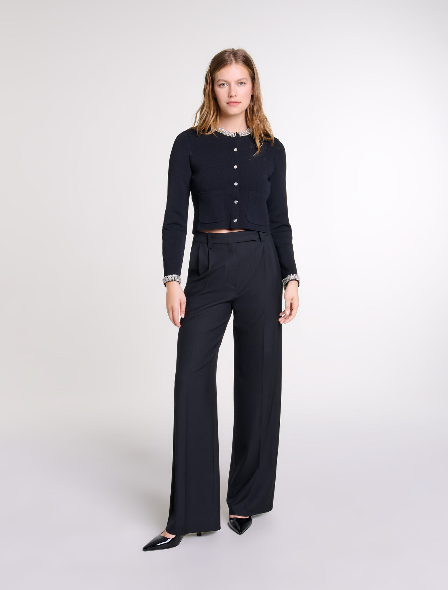 Cardigan mit Strass-Borten