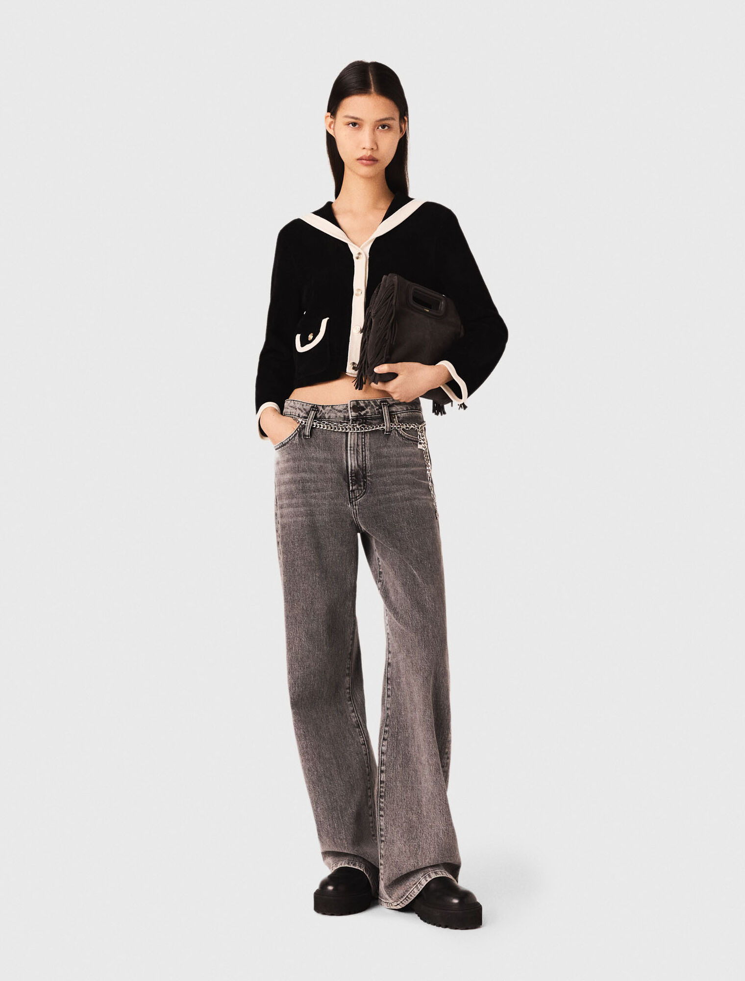 Cardigan in Samt-Optik