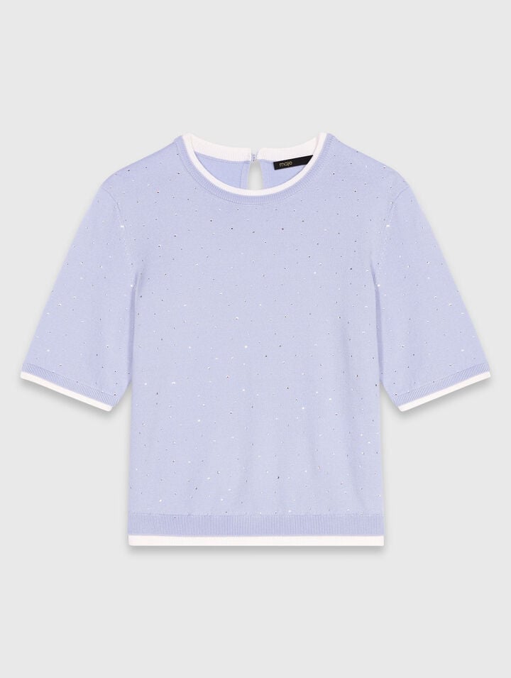 Pullover aus 100% Wolle mit Strass
