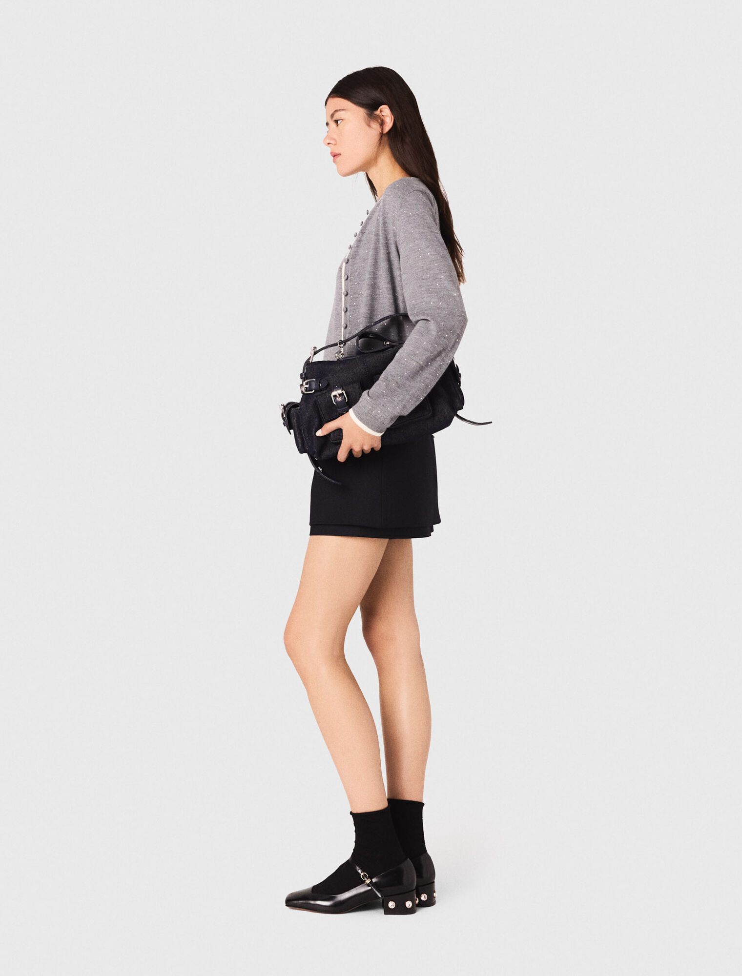 Cardigan aus 100% Wolle mit Strass