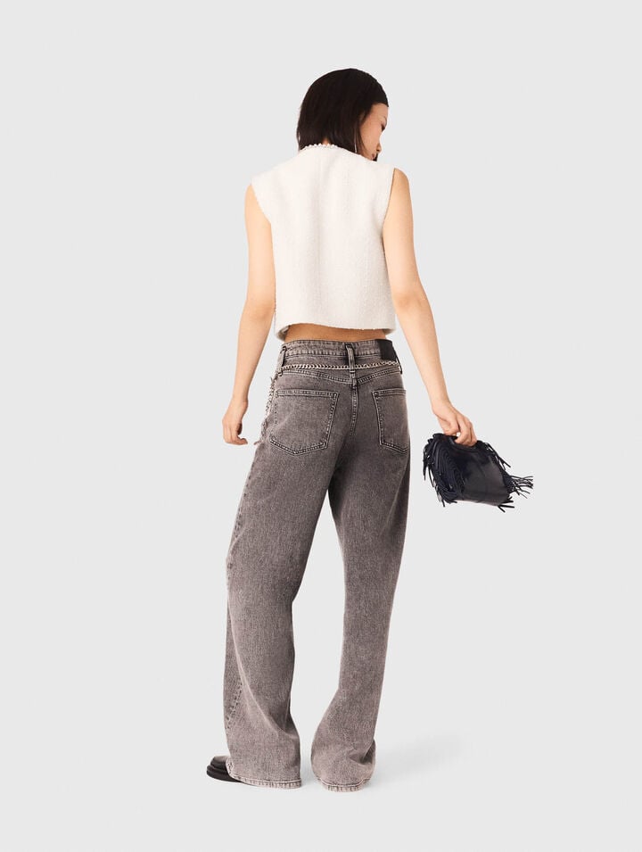 Tweed-Jacke mit Perlenborte