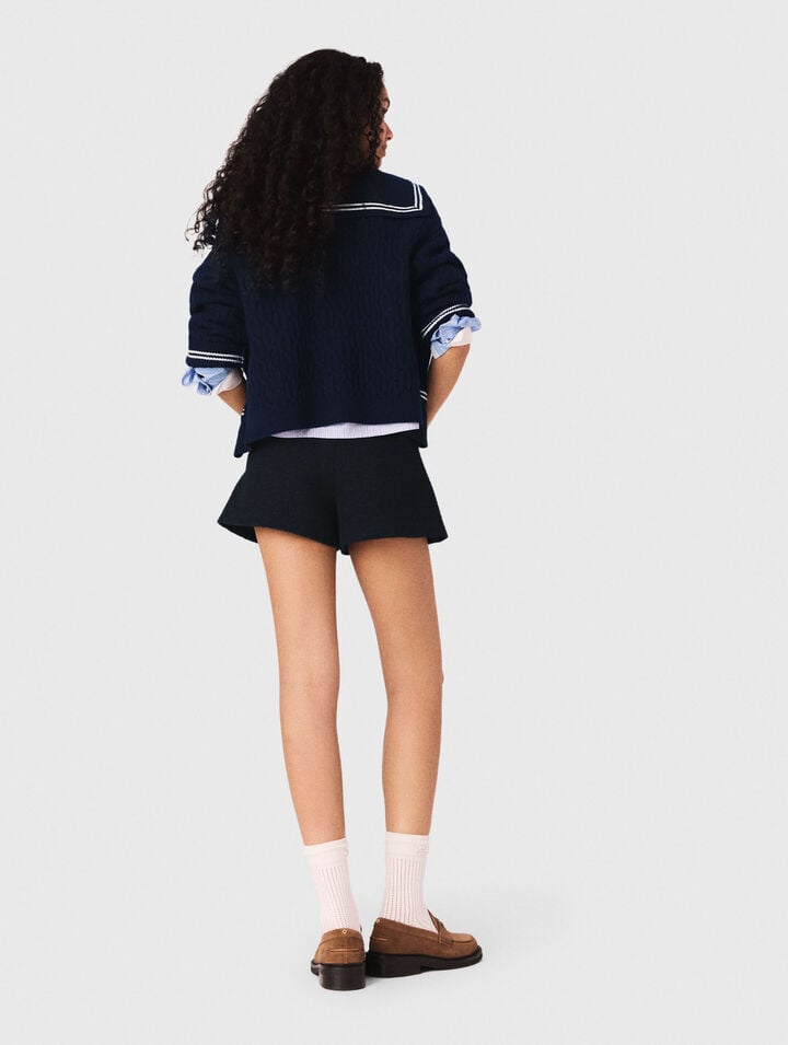 Tweed-Shorts mit Denim-Details