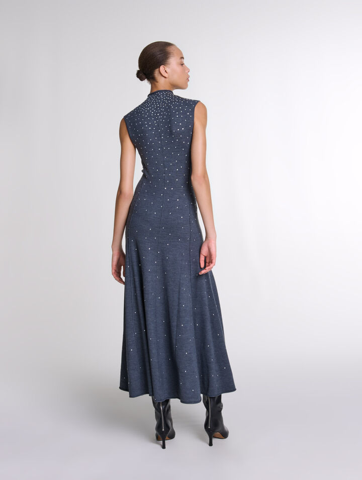 Langes Strickleid mit Strass