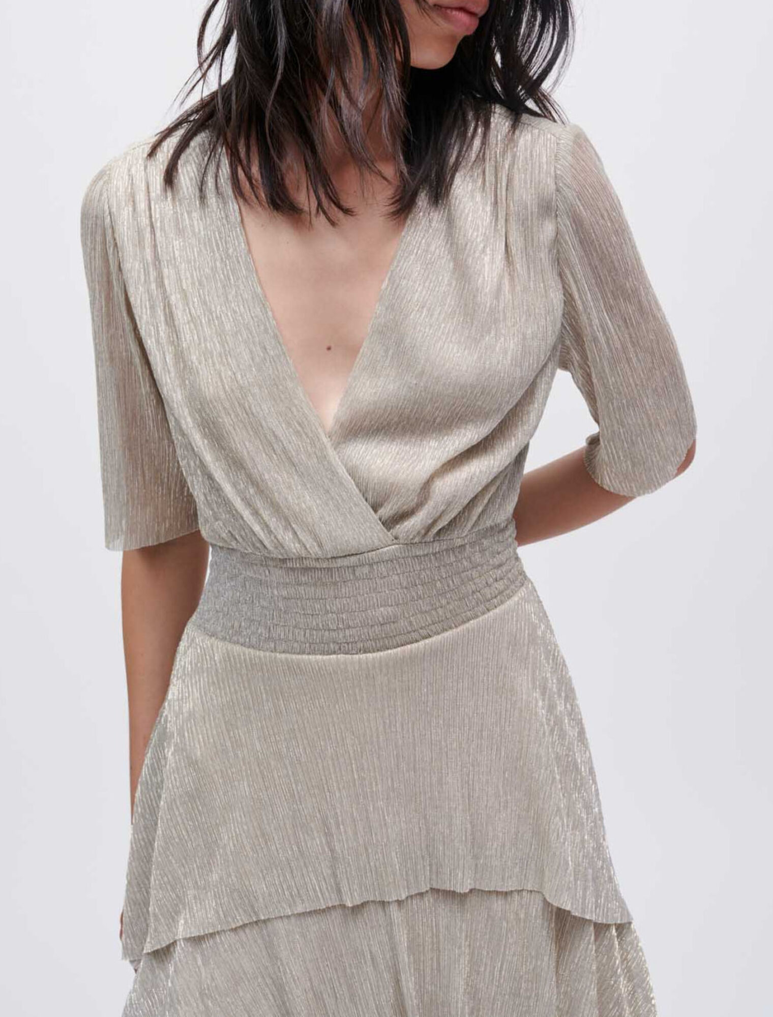 Lamé-Kleid mit Volants