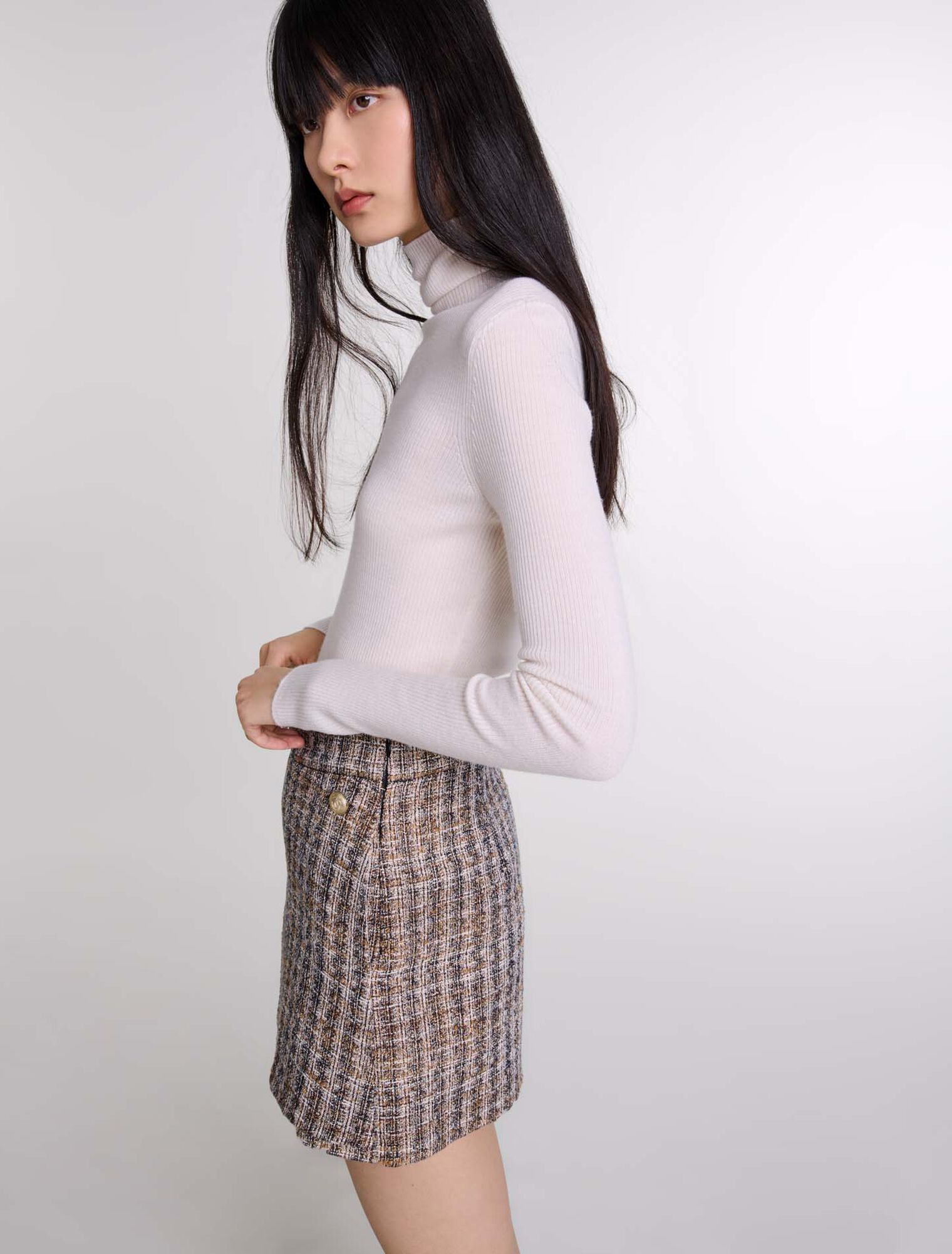 Trompe-l'Oeil-Shorts aus Tweed