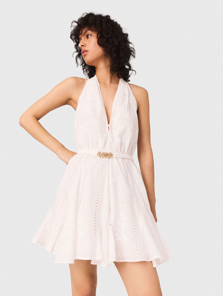 Kurzes besticktes Kleid, rückenfrei