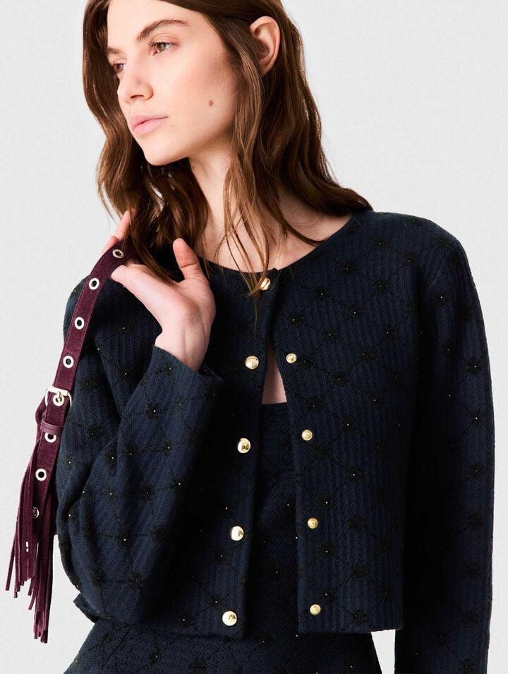 Jacquard-Cardigan mit Pailletten