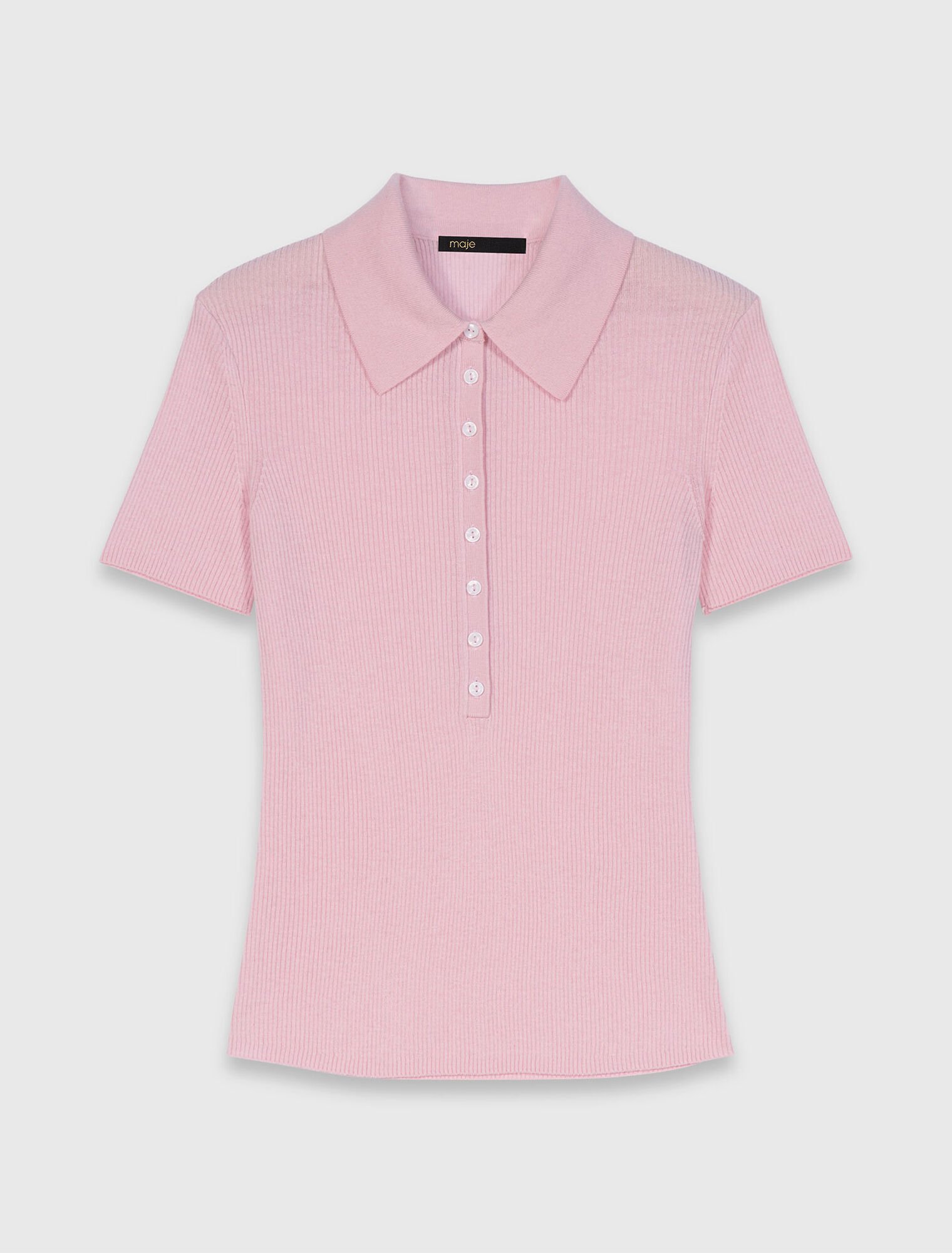 Rippstrickpullover mit Polokragen