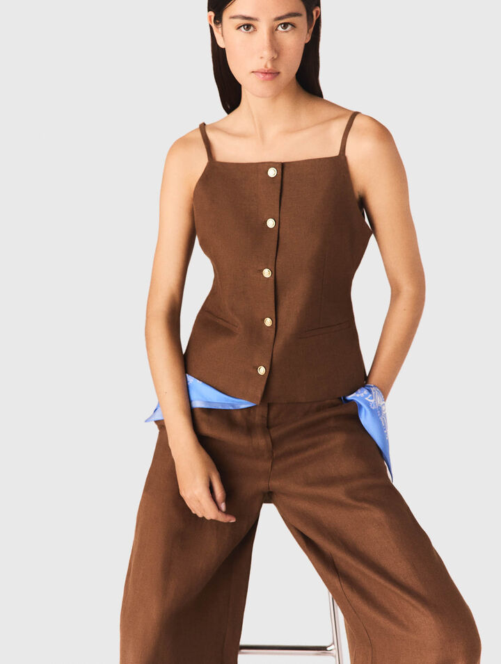 Top aus Leinenmischung